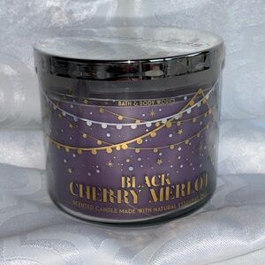 Bath & Body Works Black Cherry Merlot Candle - Purple and Gold